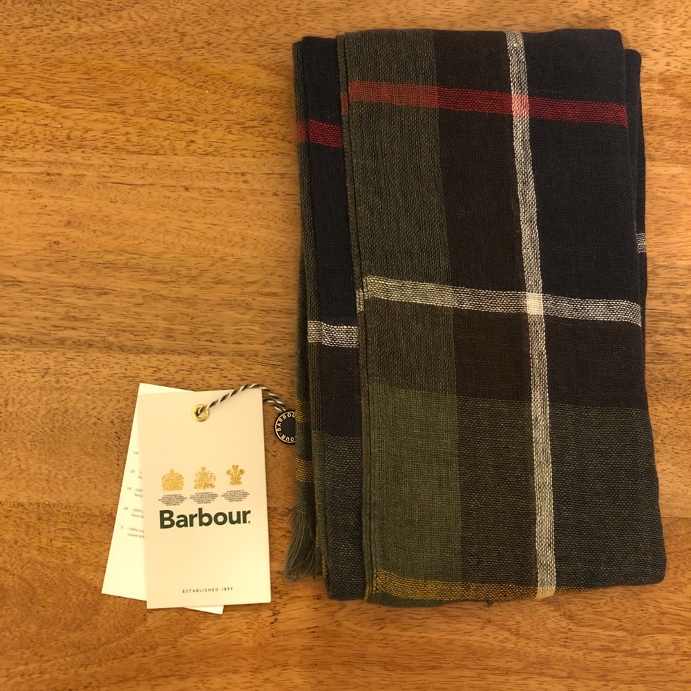NWT Men’s Barbour Linen Plaid Scarf